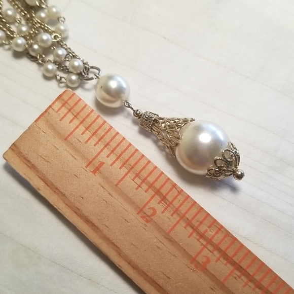 Gold Pearl Double Strand Necklace - Picture 3 of 4